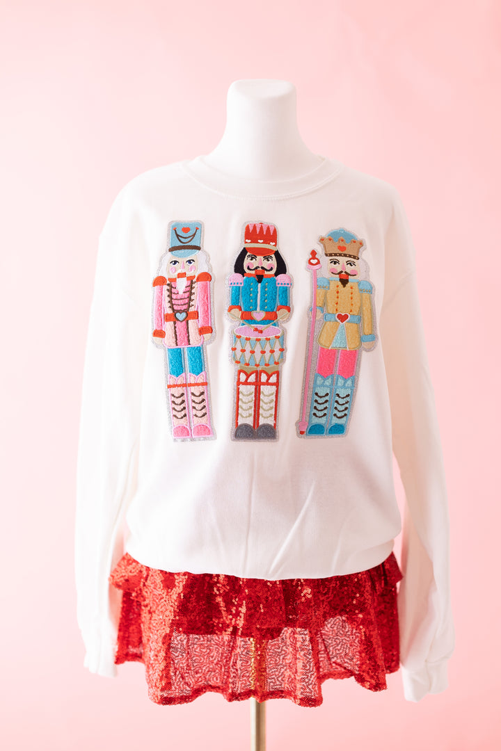 Nutcracker Trio White Pullover