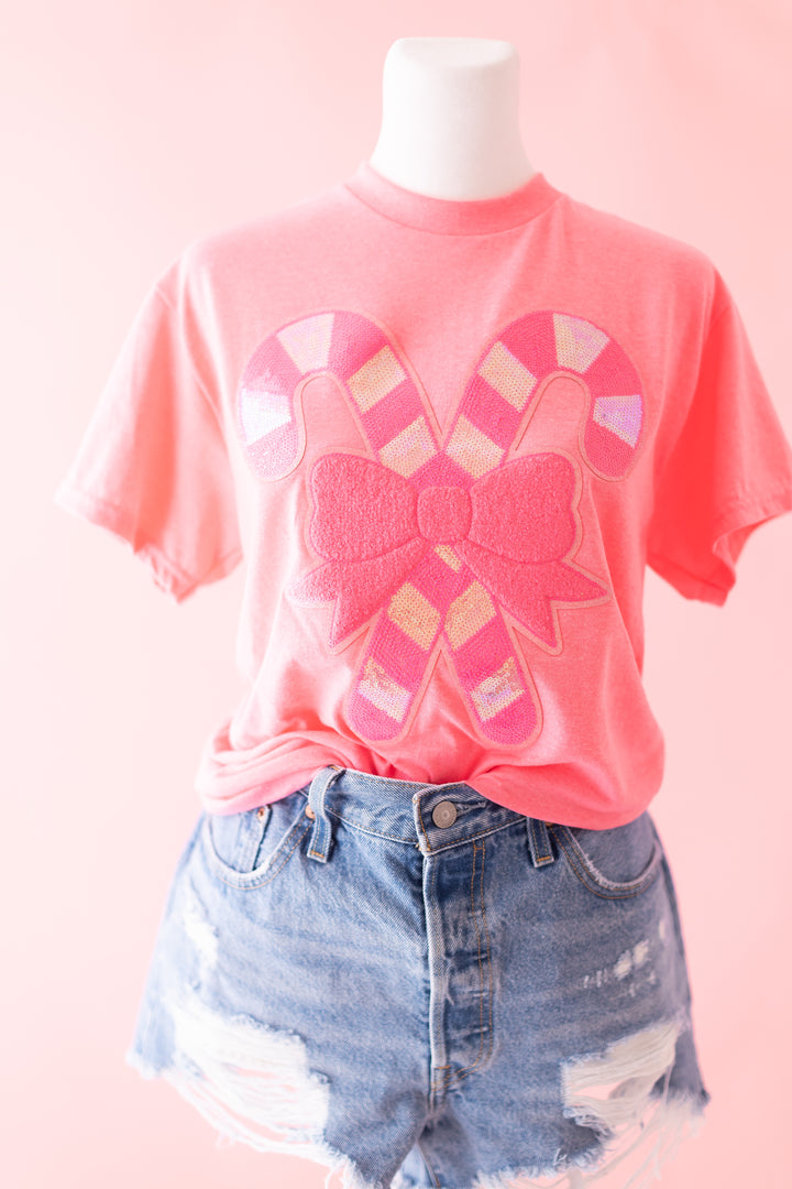 **DEAL OF THE DAY Neon Pink Candy Cane Top  DEAL OF THE DAY**