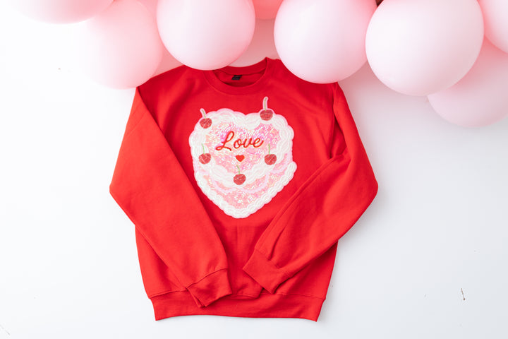 DEAL OF THE DAY Vintage Sequin Valentine Cake Pullover (ships 1 week) DEAL OF THE DAY