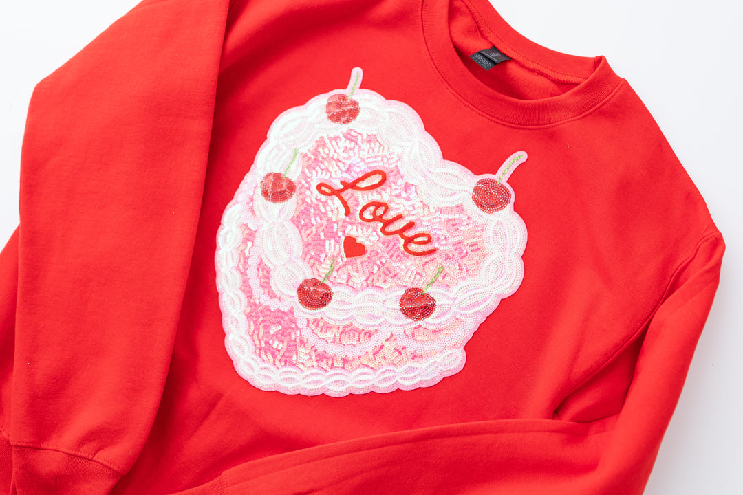 DEAL OF THE DAY Vintage Sequin Valentine Cake Pullover (ships 1 week) DEAL OF THE DAY