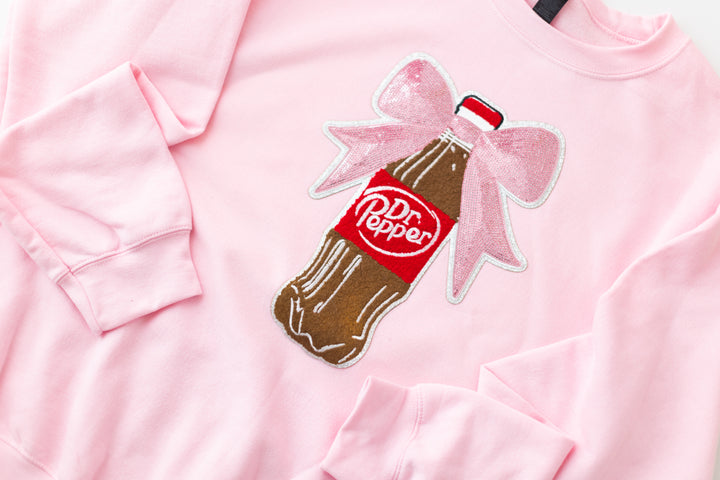 Pink Sequin Girly Dr Pepper Pullover ships 2-3 weeks DEAL OF THE DAY