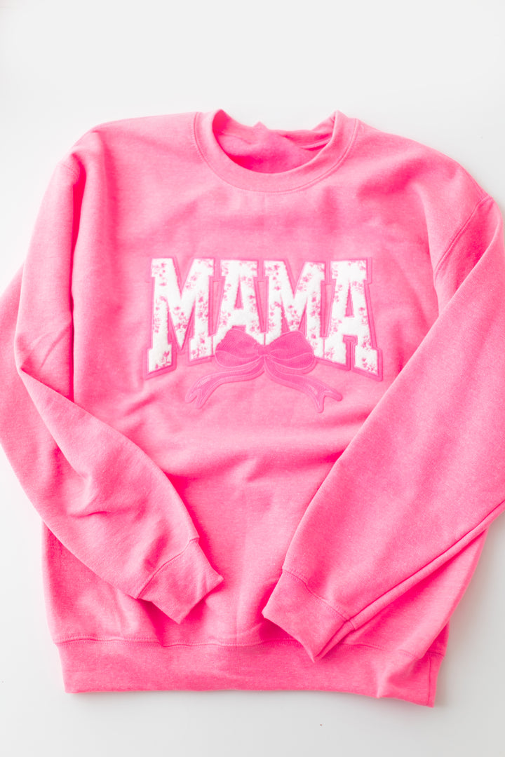 Neon Pink Mama sequin bow Pullover