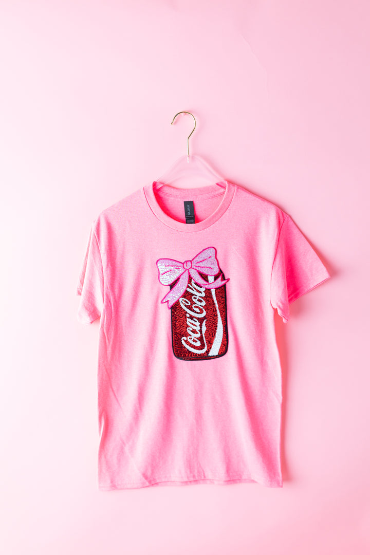 Sequin Coke Pink Tshirt (ships 1-2 weeks)