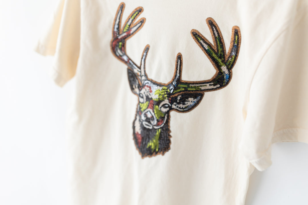 Sequin Camo Deer Tshirt (ships 1-2 weeks)