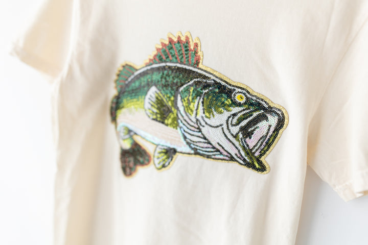 Sequin Bass Fish Deer Tshirt (ships 1-2 weeks)