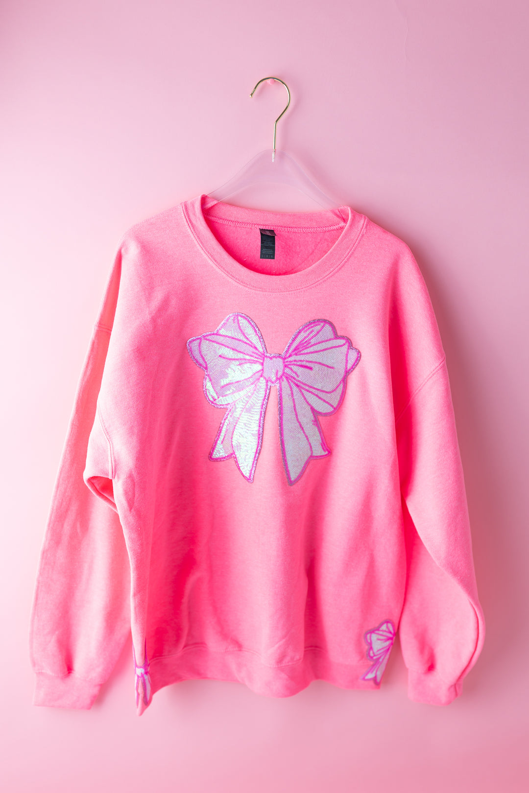 Sequin Pink Bow with matching side bow Pullover