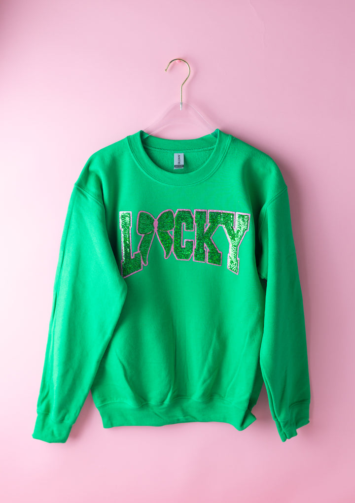 Lucky Bow Green Pullover (ships 1-2 weeks)