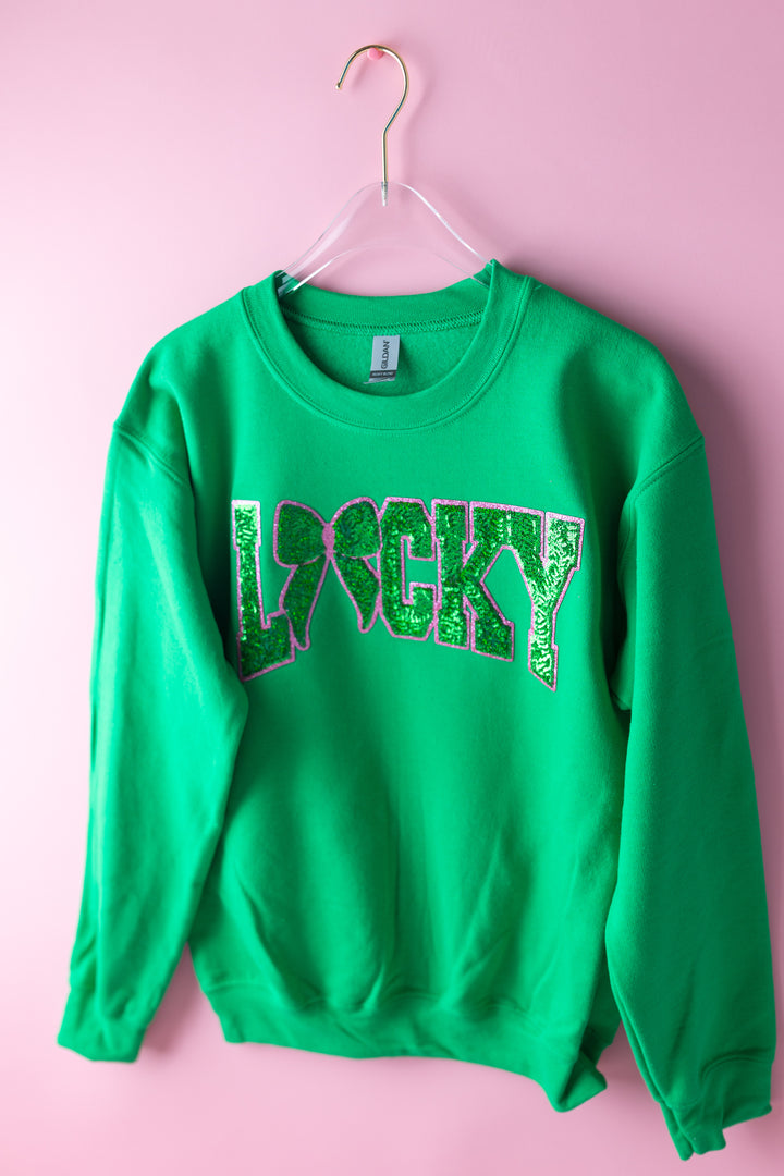 Lucky Bow Green Pullover (ships 1-2 weeks)