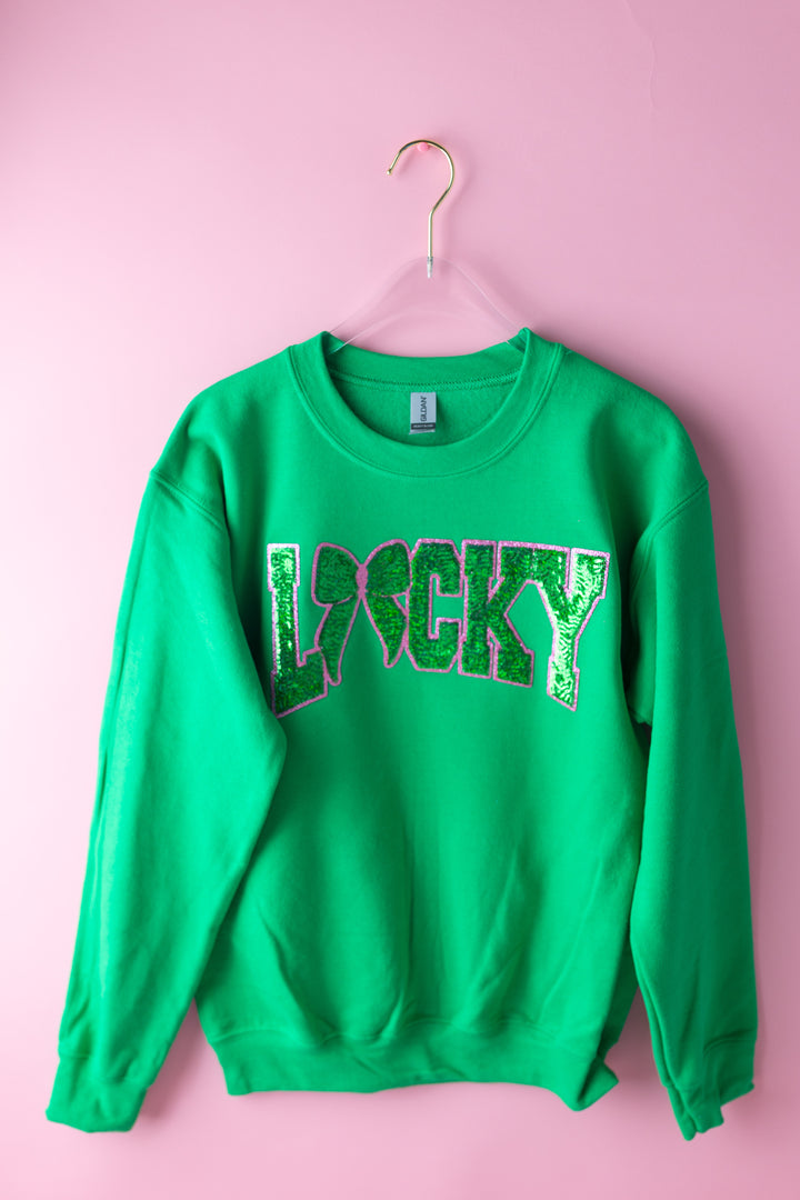 Lucky Bow Green Pullover (ships 1-2 weeks)