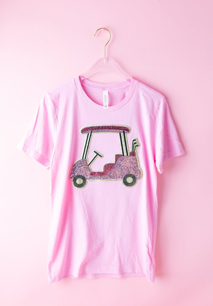 Sequin Girly Golf Cart Tshirt (ships 1 week)