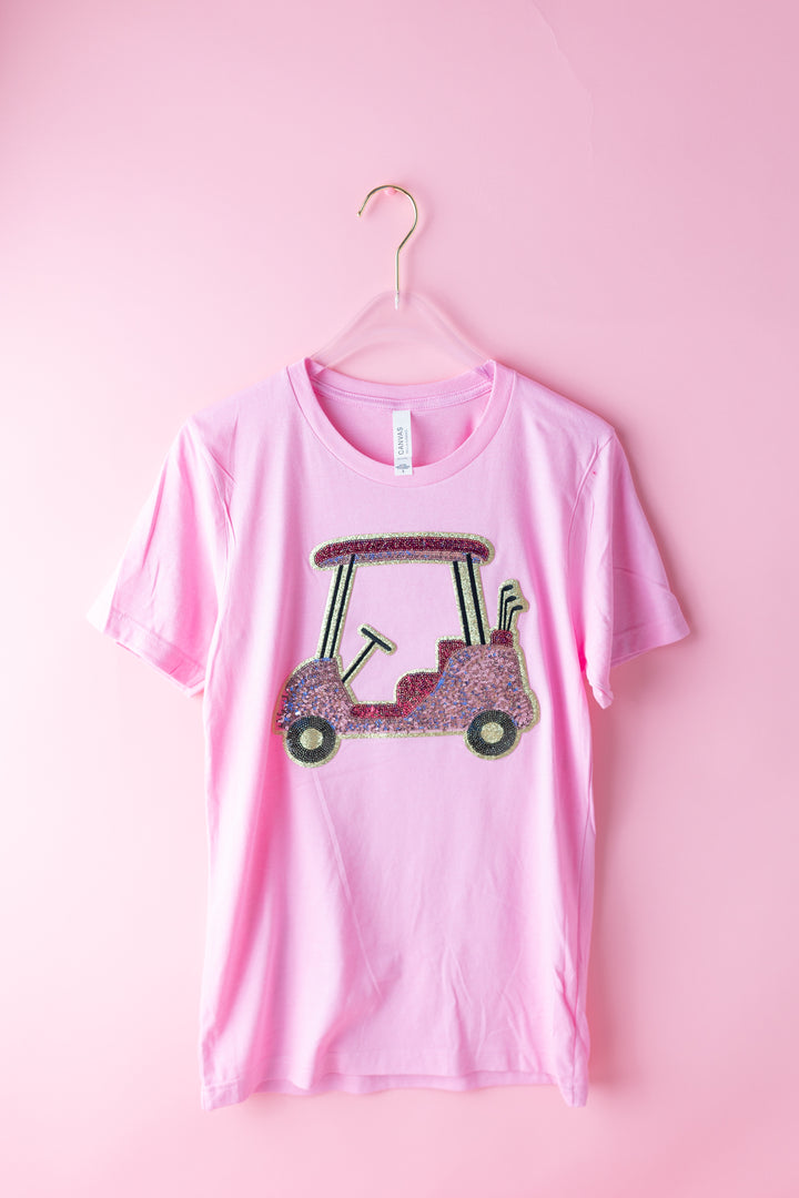 Sequin Girly Golf Cart Tshirt (ships 1 week)