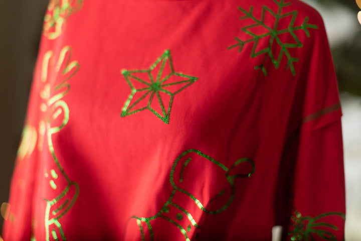 Red & Green Sequin Holiday Top