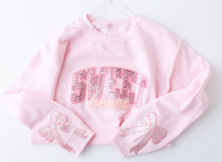 Sweet Heart & Bow Sleeve Pullover (ships 2-3 weeks)