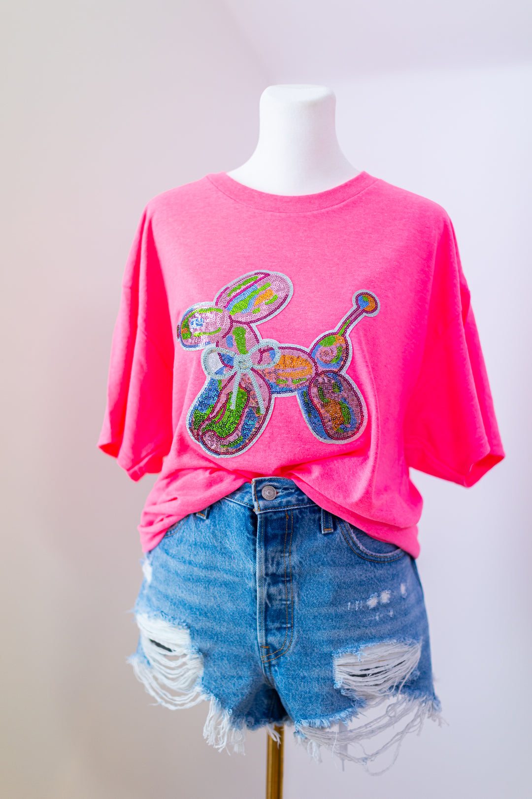 Neon Pink Balloon Dog Shirt (ships 2 weeks)
