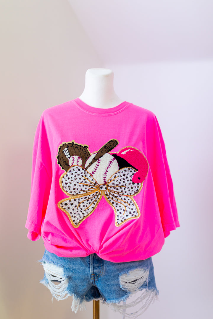 Neon Pink Baseball Symbol Top (ships 1-2 weeks)
