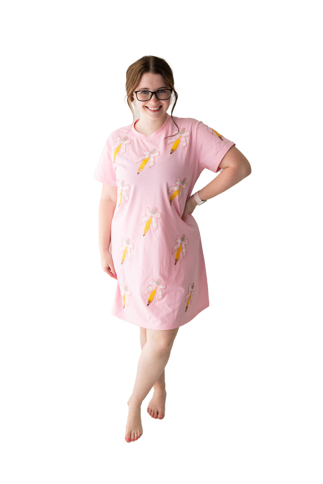 PINK PENCIL TSHIRT DRESS RTS