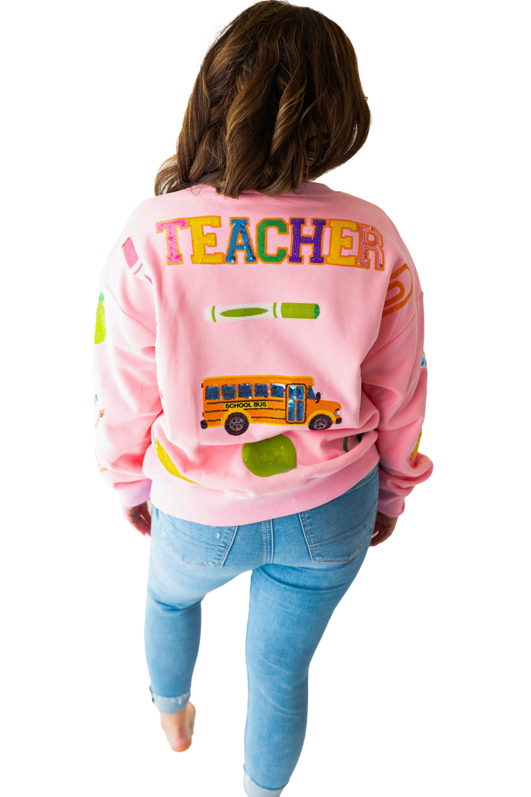 PINK "TEACHER" SEQUIN PULLOVER RTS