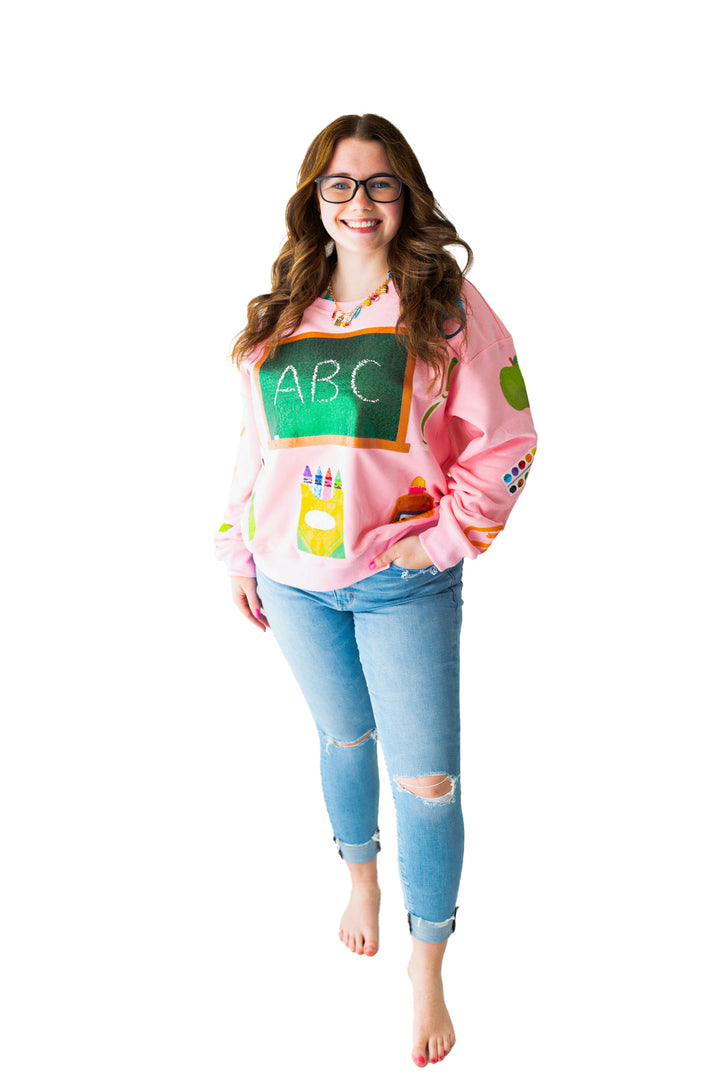PINK "TEACHER" SEQUIN PULLOVER RTS