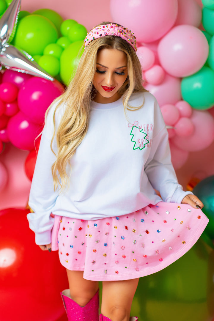 MERRY AND BRIGHT EMBROIDERED TOP (preorder)