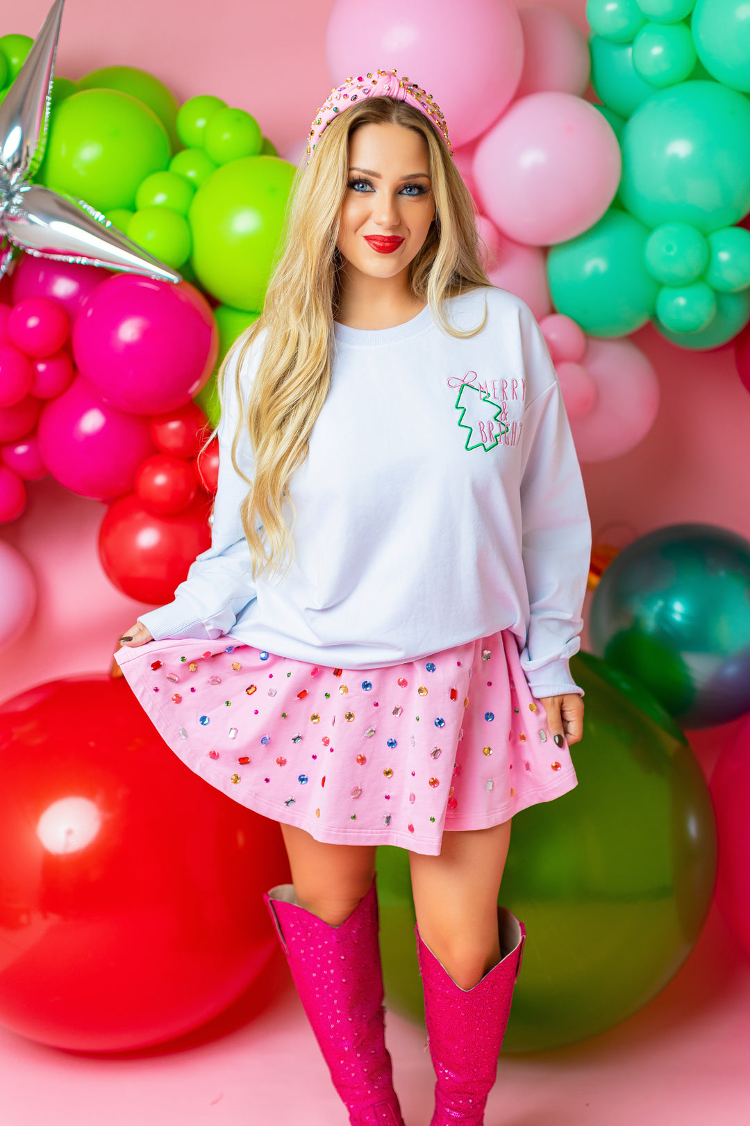 MERRY AND BRIGHT EMBROIDERED TOP (preorder)