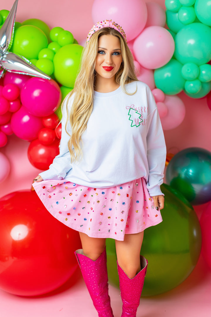MERRY AND BRIGHT EMBROIDERED TOP (preorder)