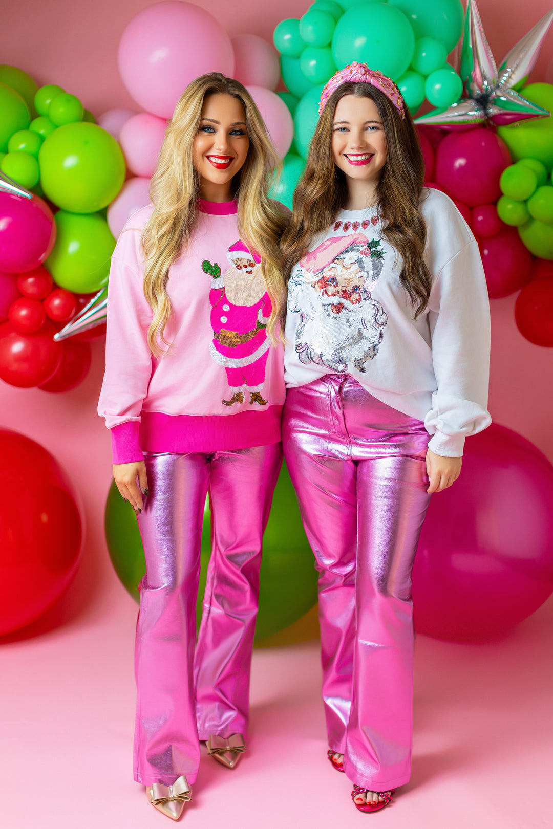 Pink Metallic Holiday Pants  RTS