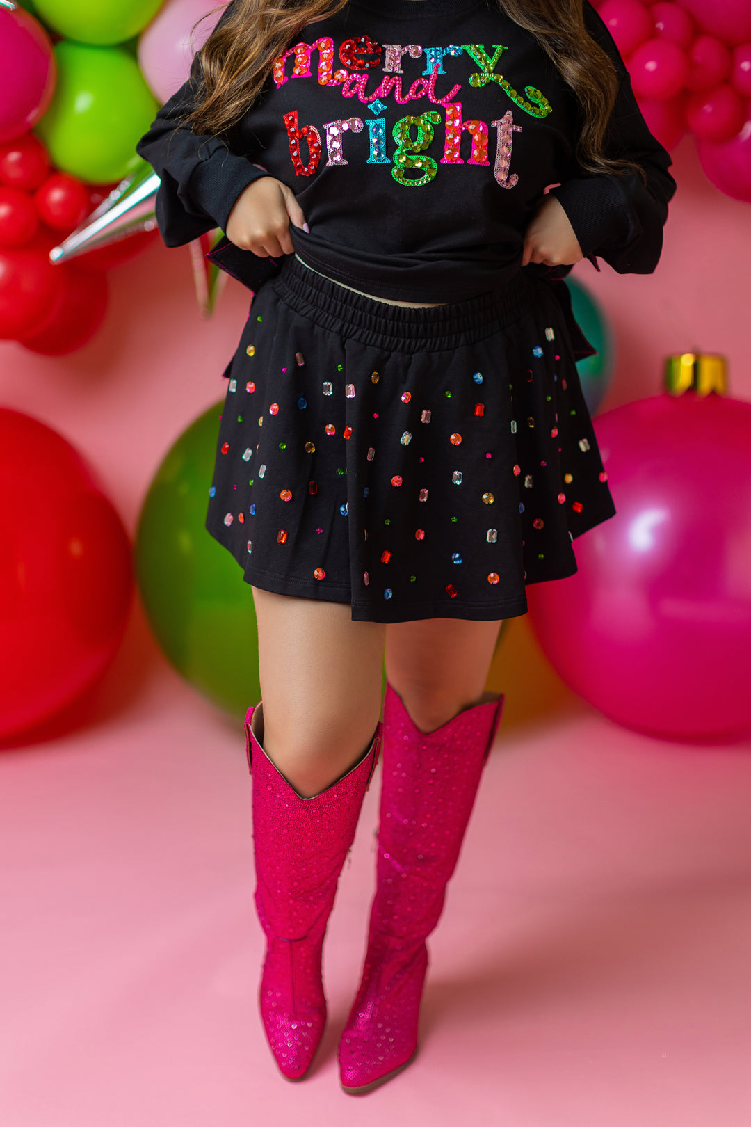 Rhinestone Black SKORT (PREORDER)