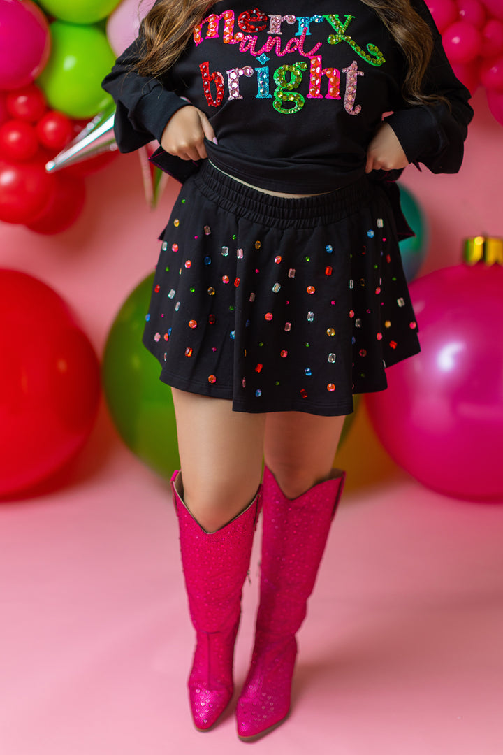 Rhinestone Black SKORT (PREORDER)