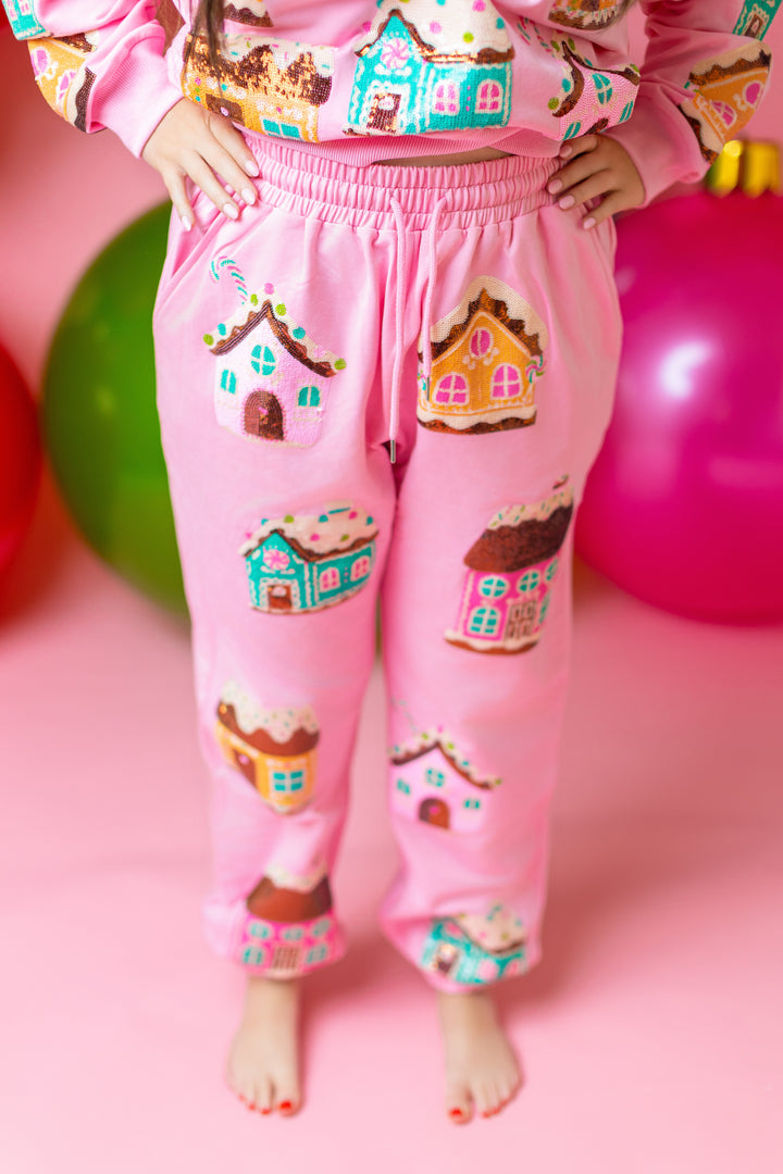Pink Gingerbread Cottage JOGGERS (PREORDER)