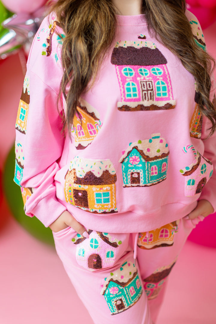 Pink Gingerbread Cottage Pullover (PREORDER)