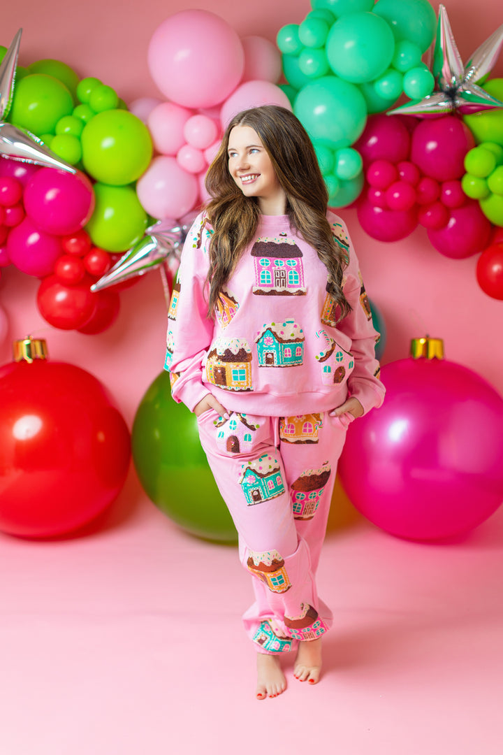 Pink Gingerbread Cottage Pullover (PREORDER)