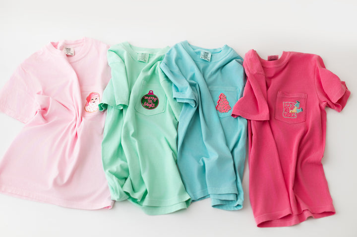 HOLIDAY POCKET TEES (ships 2-3 weeks)