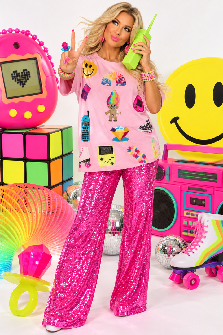 Nostalgic Babe Sequined tshirt PINK RTS (READY TO SHIP)
