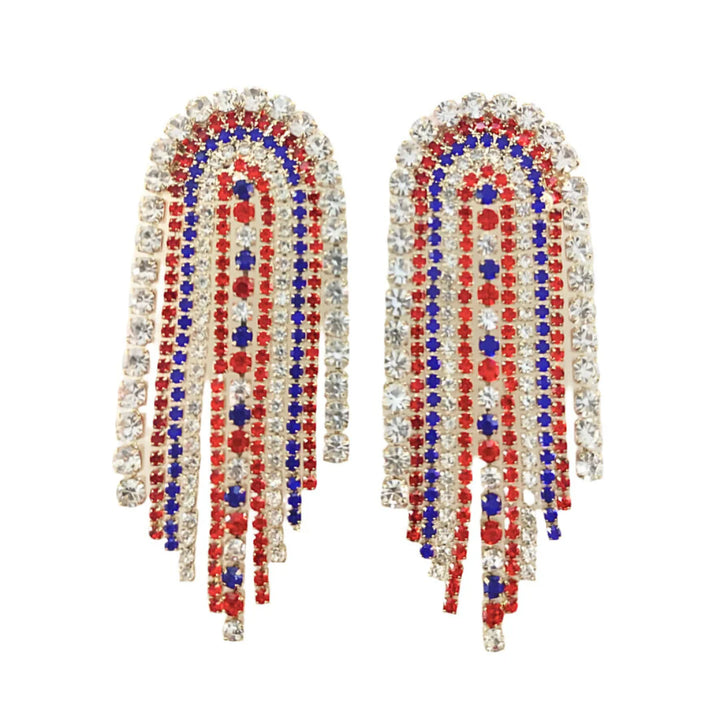BC Patriotic Crystal Fringe Earrings (ships 1-2 weeks)