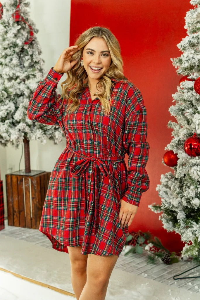 Holiday Plaid Dress (ships 1 week)