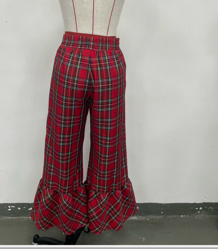 PLAID RUFFLE PANTS  (PREORDER)