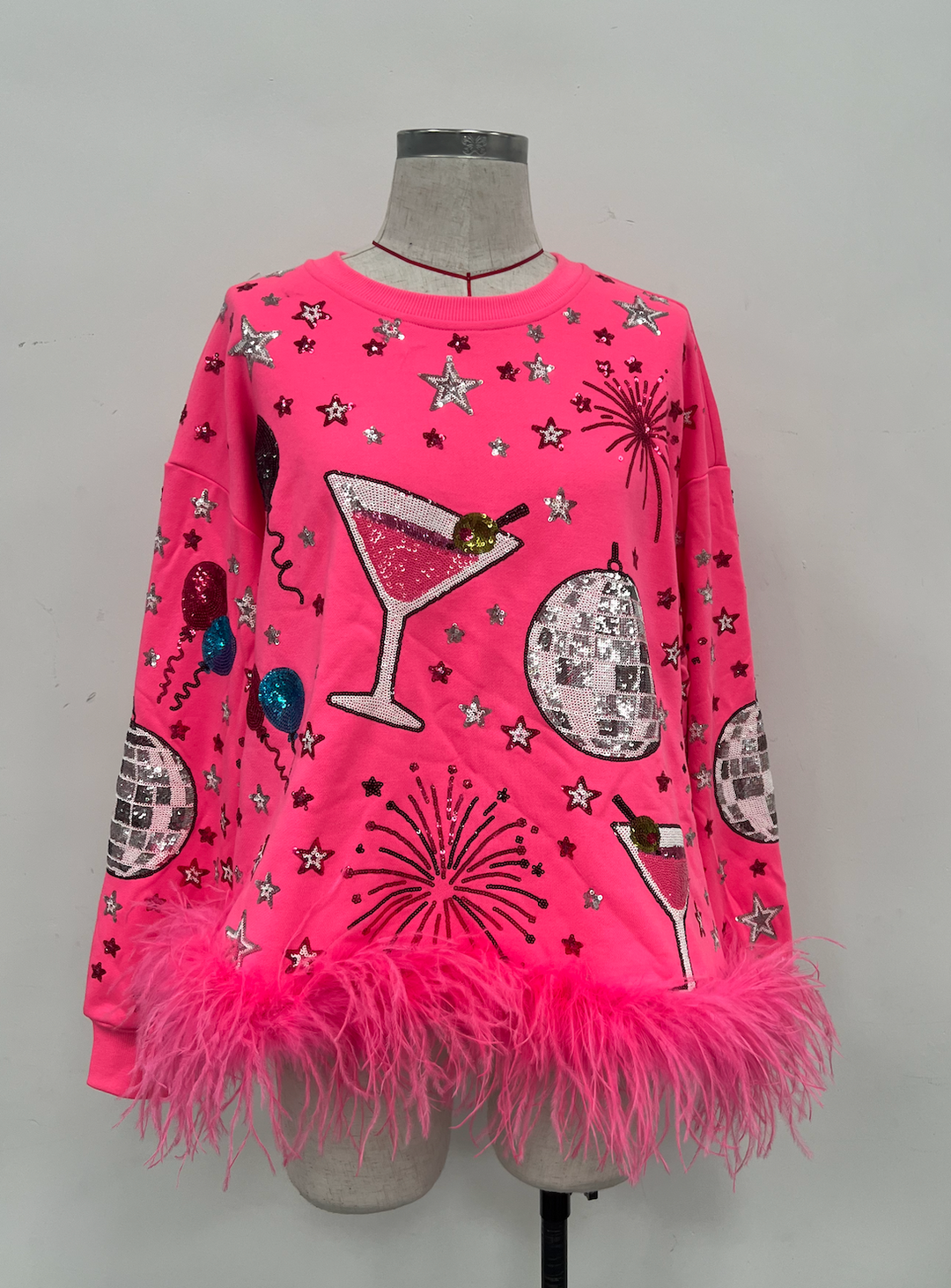 HAPPY NEW YEAR NEON FEATHER PULLOVER (PREORDER)
