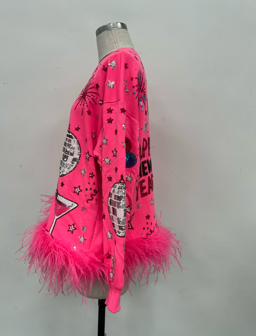 HAPPY NEW YEAR NEON FEATHER PULLOVER (PREORDER)