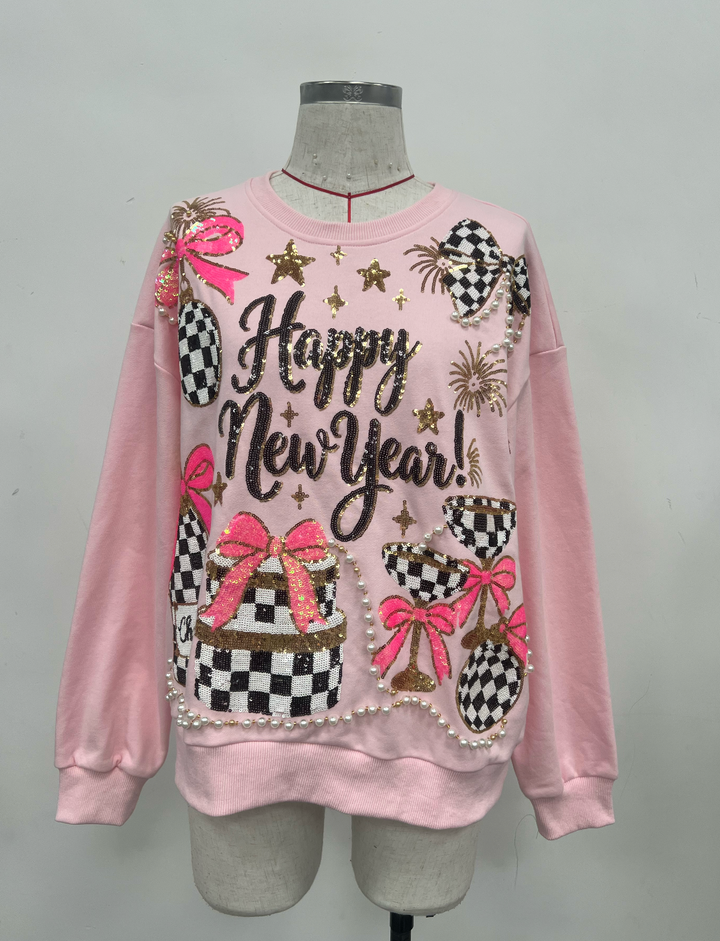 PEARLS & BOWS HAPPY NEW YEAR PULLOVER (PREORDER)