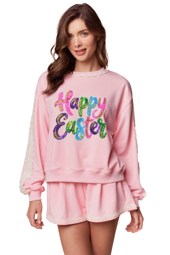 SEQUIN HAPPY EASTER SET PINK  (ships 1 week)