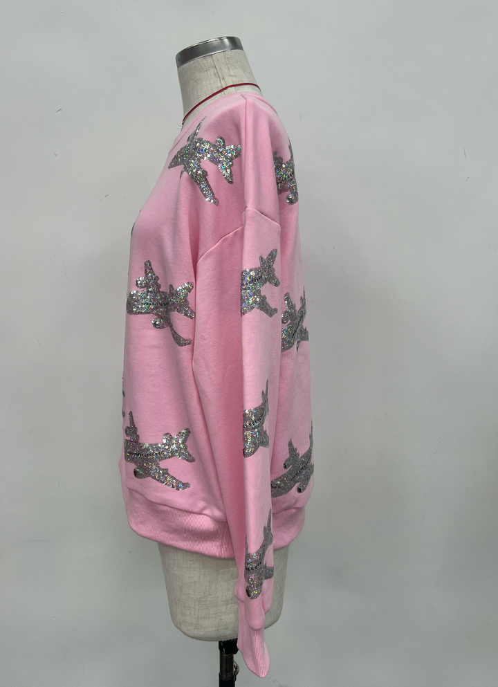 GOING PLACES AIRPLANE SEQUIN PULLOVER RTS