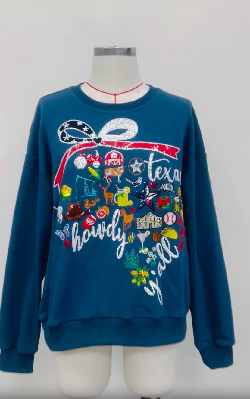 TEXAS ICON SEQUINED CREWNECK (PREORDER)