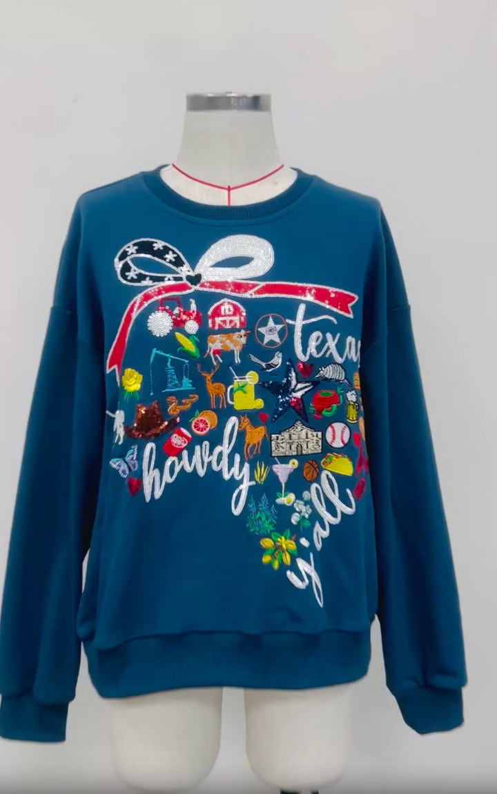 TEXAS ICON SEQUINED CREWNECK (PREORDER)