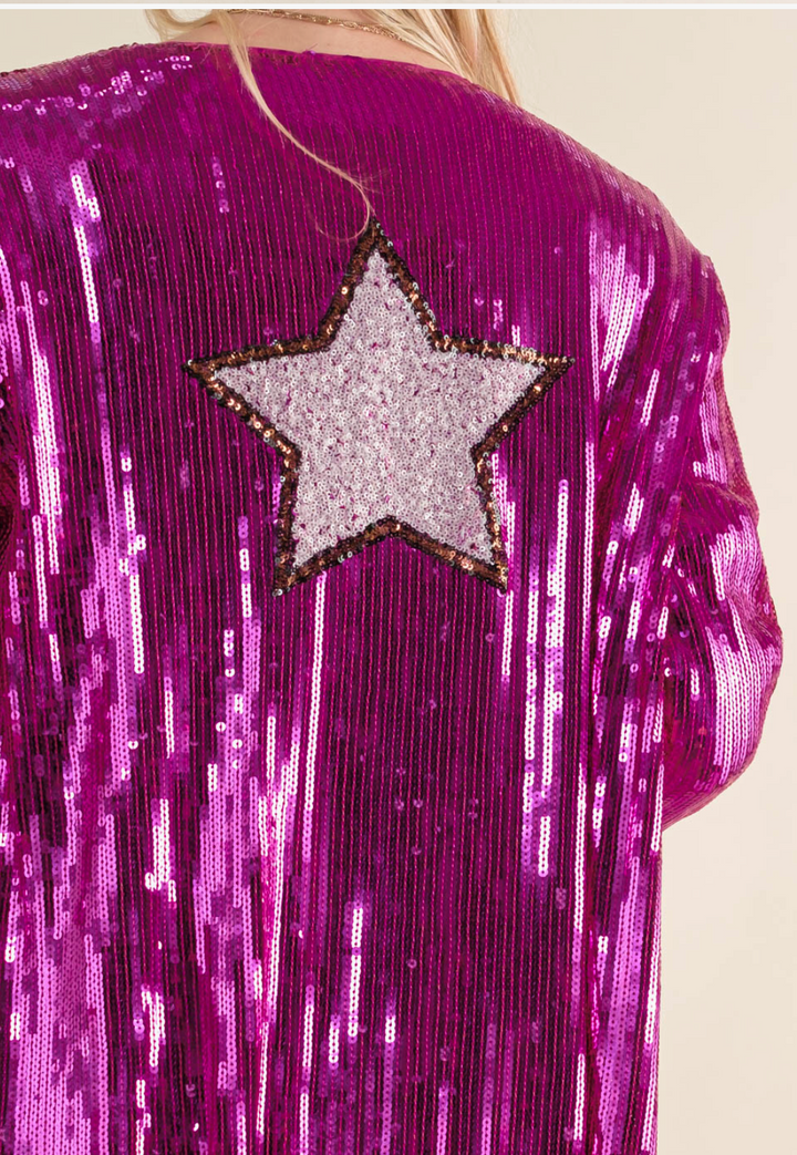 Fuchsia Fringe Cardigan  RTS