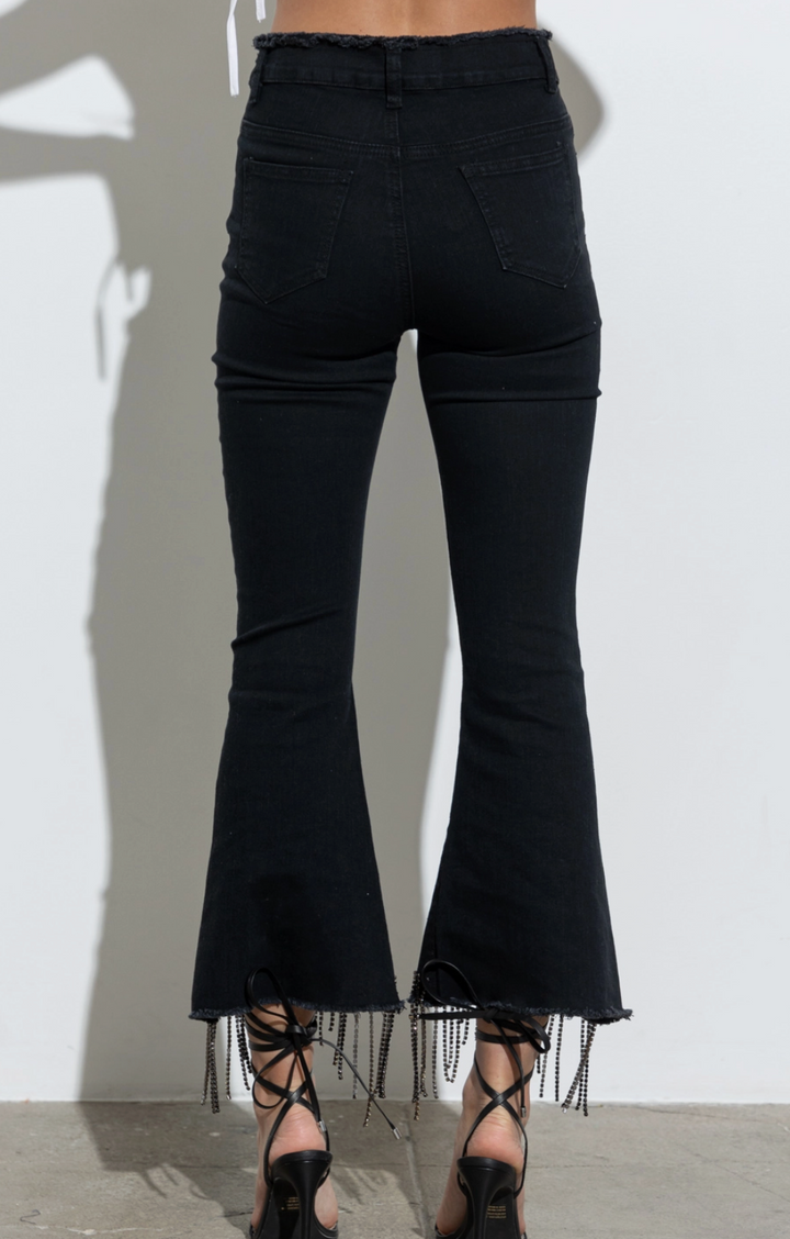 Black Fringe Jeans RTS