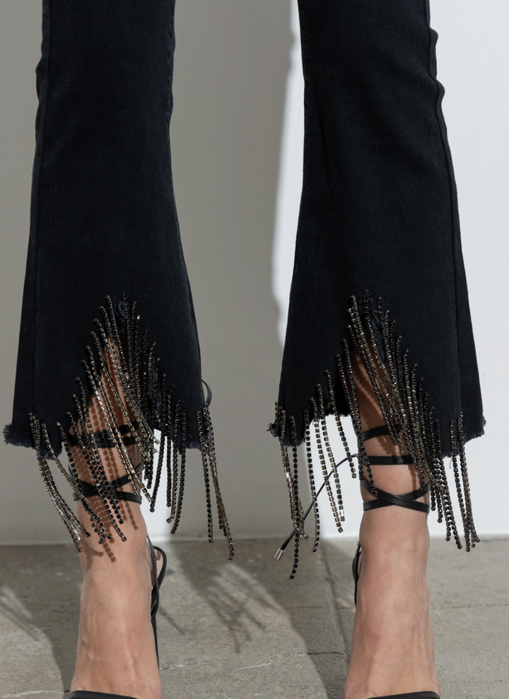 Black Fringe Jeans RTS