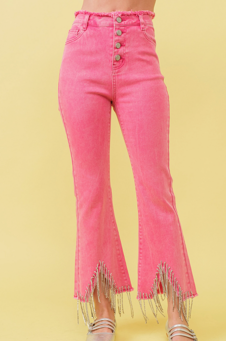 Pink Fringe Jeans RTS