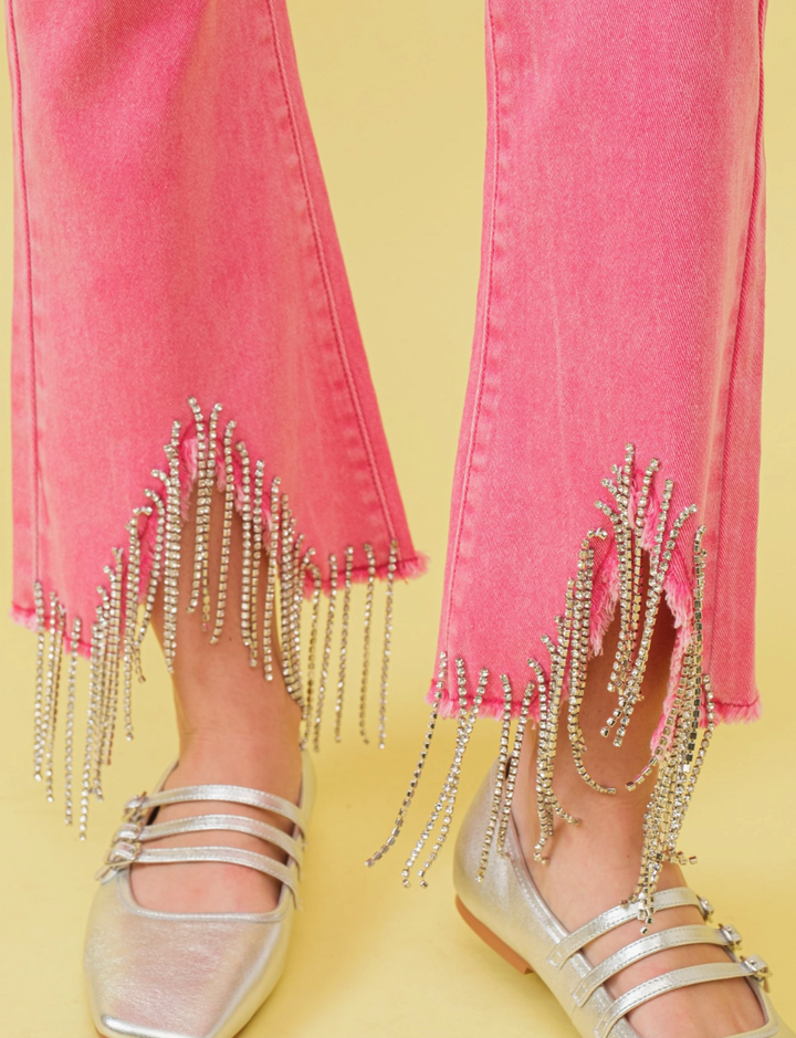 Pink Fringe Jeans RTS