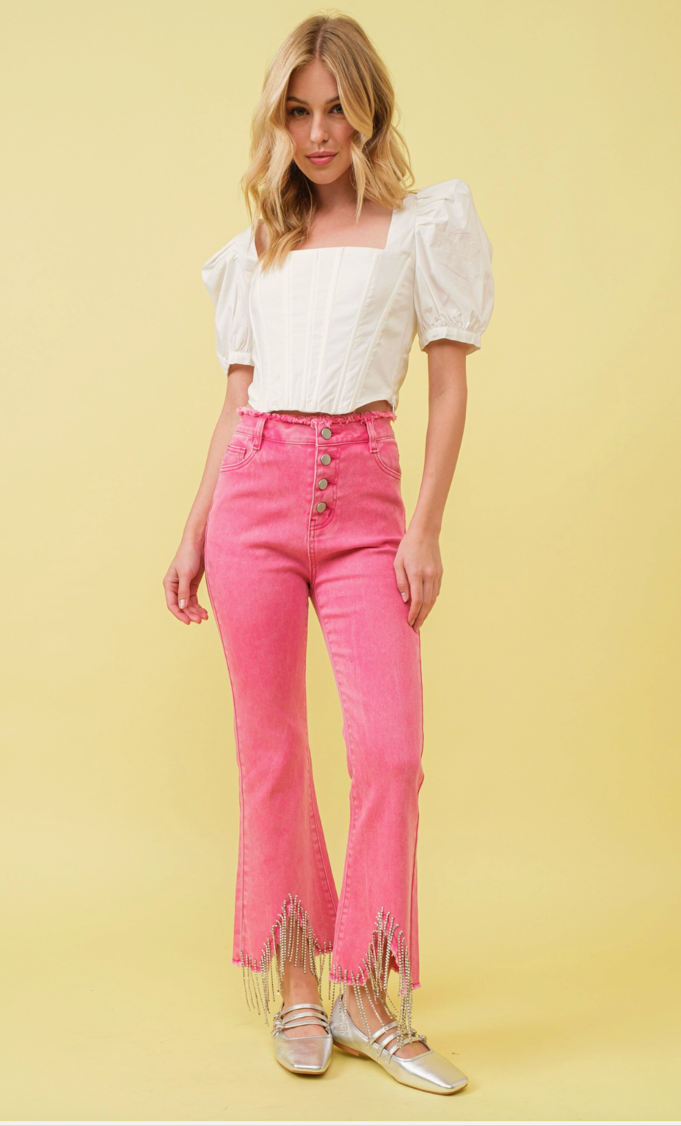 Pink Fringe Jeans RTS
