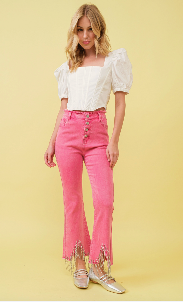 Pink Fringe Jeans RTS